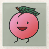 Roze Gelukkig het Glimlachen van de perzik Ontwerp Glazen Onderzetter (Voorkant)