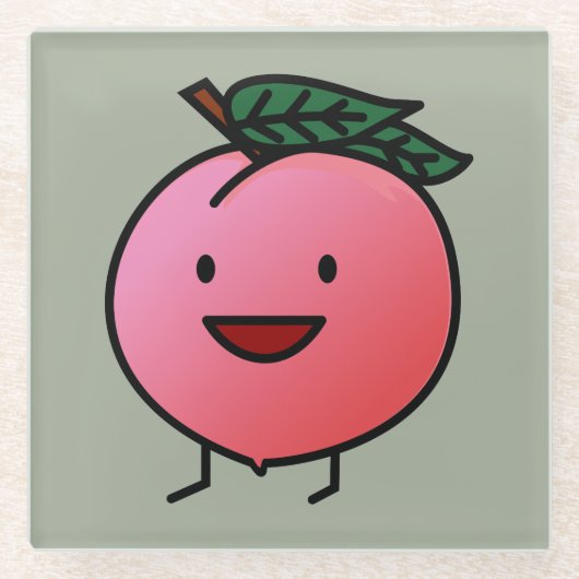 Roze Gelukkig het Glimlachen van de perzik Ontwerp Glazen Onderzetter (Voorkant)