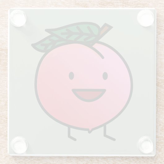 Roze Gelukkig het Glimlachen van de perzik Ontwerp Glazen Onderzetter (Achterkant)