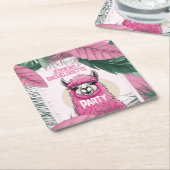 Roze Gelukkig Lachende Lama Bachelorette Kartonnen Onderzetters (Schuin)