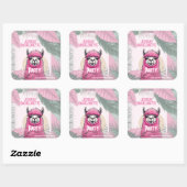 Roze Gelukkig Lachende Lama Bachelorette Vierkante Sticker (Vel)