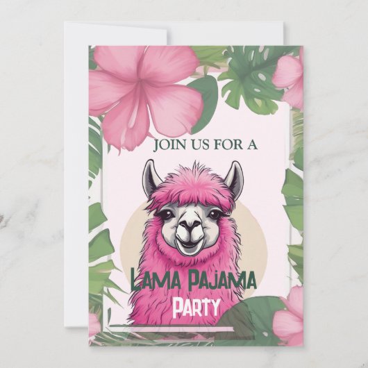 Roze Gelukkig Lachende Pyjama Lama Kaart (Voorkant)