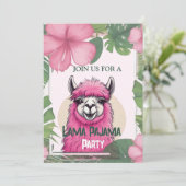 Roze Gelukkig Lachende Pyjama Lama Kaart (Staand voorkant)