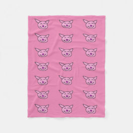 Roze Gelukkig Varken Fleece Deken