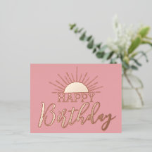 Roze Gelukkig Verjaardag Zonneschijn Echt Goud Fol