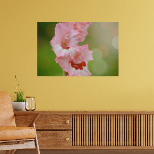 Roze Gelukkig Zonneschijn Gladiolus Bloemen Arty Poster (Woonkamer 2)