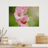 Roze Gelukkig Zonneschijn Gladiolus Bloemen Arty Poster (Keuken)