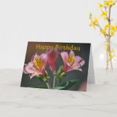 Roze gelukkige de verjaardagsfoto van de Lelie Kaart (Gele Bloem)