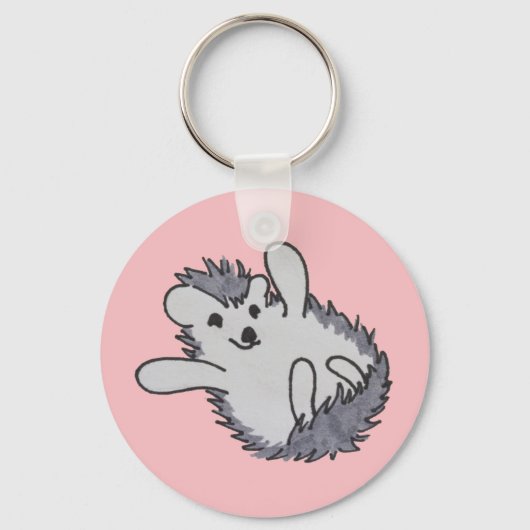 Roze Gelukkige Egel Sleutelhanger (Voorkant)