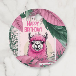 Roze Gelukkige Glimlachende Lama Bedankjes Labels