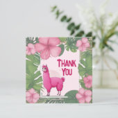 Roze Gelukkige Glimlachende Lama Bedankkaart (Staand voorkant)