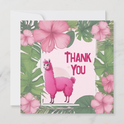Roze Gelukkige Glimlachende Lama Bedankkaart (Voorkant)