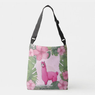 Roze Gelukkige Glimlachende Lama Crossbody Tas
