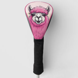 Roze Gelukkige Glimlachende Lama Golfheadcover
