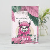 Roze Gelukkige Glimlachende Lama Kaart (Staand voorkant)