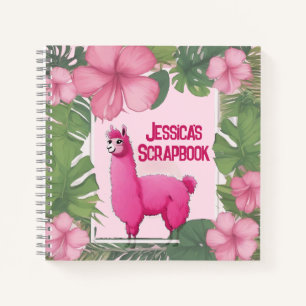 Roze Gelukkige Glimlachende Lama Notitieboek