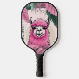 Roze Gelukkige Glimlachende Lama Pickleball Paddle