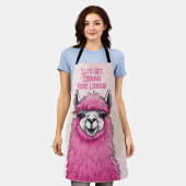Roze Gelukkige Glimlachende Lama Schort (Gedragen)