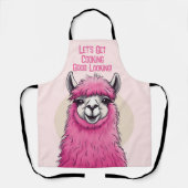 Roze Gelukkige Glimlachende Lama Schort (Voorkant)