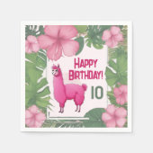 Roze Gelukkige Glimlachende Lama Servet (Voorkant)