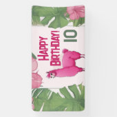 Roze Gelukkige Glimlachende Lama Spandoek (Verticaal)