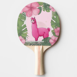 Roze Gelukkige Glimlachende Lama Tafeltennisbatje