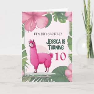 Roze Gelukkige Glimlachende Lama Verjaardagskaart Feestdagen Kaart
