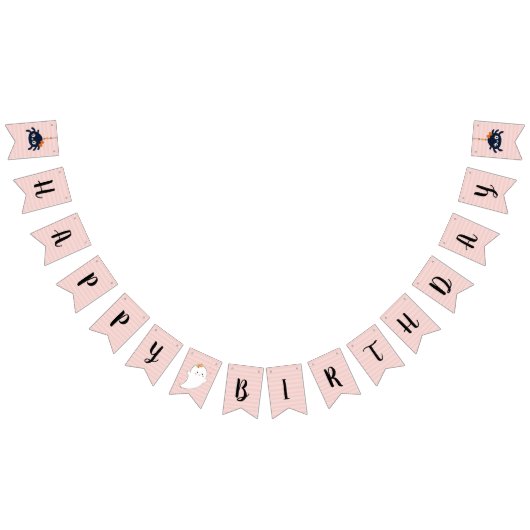 Roze Gelukkige Halloween Verjaardag Vlaggetjes (Alle)