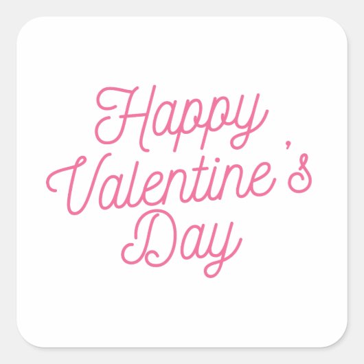 Roze Gelukkige Valentijnsdag | STICKER (Voorkant)