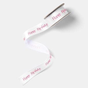Roze Gelukkige Verjaardag Retro Typografie Satijnen Lint