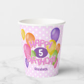 Roze Gelukkige Verjaardagsknipsel koekjes W ballon Papieren Bekers (Voorkant)