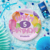 Roze Gelukkige Verjaardagsknipsel koekjes W ballon Papieren Bordje (Feest)