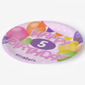 Roze Gelukkige Verjaardagsknipsel koekjes W ballon Papieren Bordje (Gekanteld)