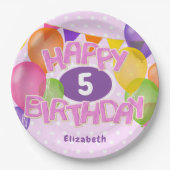 Roze Gelukkige Verjaardagsknipsel koekjes W ballon Papieren Bordje (Voorkant)