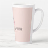 Roze Gelukkige Zeester Kerstman Hoed Latte Mok (Rechts)