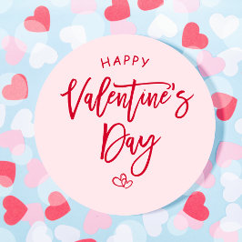 Roze geluksstickers voor Valentijnsdag Ronde Sticker