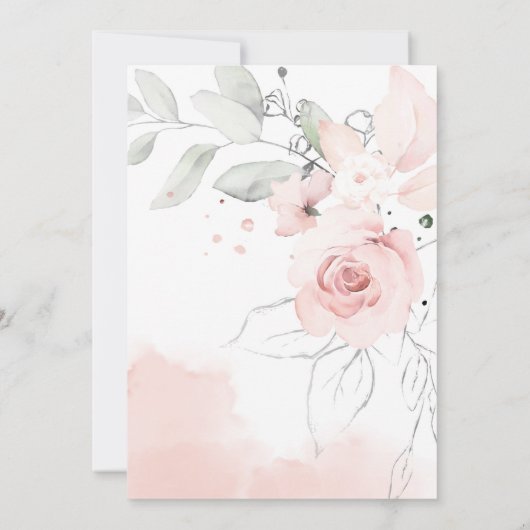 Roze gelukzaligheid Rozen en groen bruiloft Kaart (Achterkant)