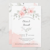 Roze gelukzaligheid Rozen en groen bruiloft Kaart (Voorkant / Achterkant)