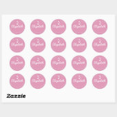 Roze Gemaakt met Liefde Gepersonaliseerd dank u Ronde Sticker (Vel)