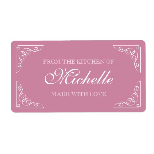 Roze Gemaakt met liefde Uit de keuken van voedsell Etiket (Voorkant)