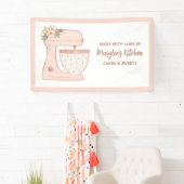 Roze gemaakt van bakkerij met liefdesbakkerij spandoek (Insitu)