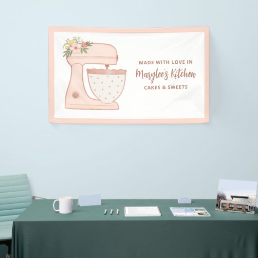 Roze gemaakt van bakkerij met liefdesbakkerij spandoek (Beurs)