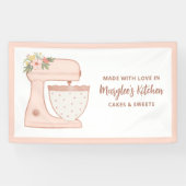 Roze gemaakt van bakkerij met liefdesbakkerij spandoek (Horizontaal)