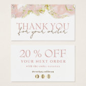 roze gemarmerd design bedankt voor je creditcard visitekaartje (Voorkant /achterkant)