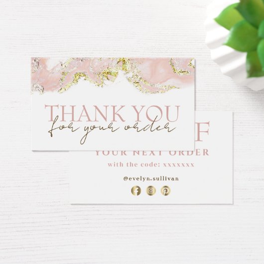 roze gemarmerd design bedankt voor je creditcard visitekaartje (Bureau)