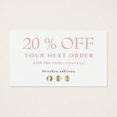 roze gemarmerd design bedankt voor je creditcard visitekaartje (Achterkant)