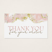 roze gemarmerd design bedankt voor je creditcard visitekaartje (Voorkant)