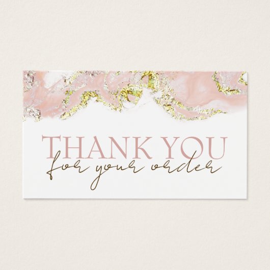 roze gemarmerd design bedankt voor je creditcard visitekaartje (Voorkant)