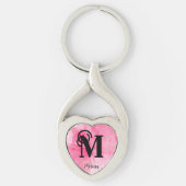  roze gemarmerd monogram naam sleutelhanger (Voorkant)