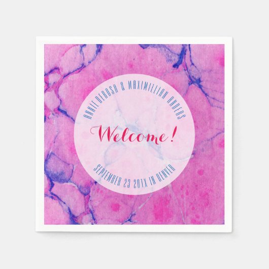 Roze gemarmerd servetten (Voorkant)